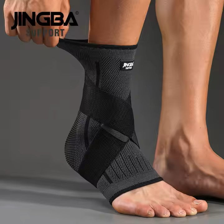 Gedetailleerde weergave van het ademende 3D-compressiemateriaal van de kniebrace.