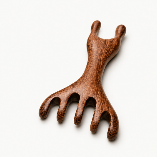 Houten massagekam met meerdere afgeronde massagepunten voor het masseren van spieren en fascia