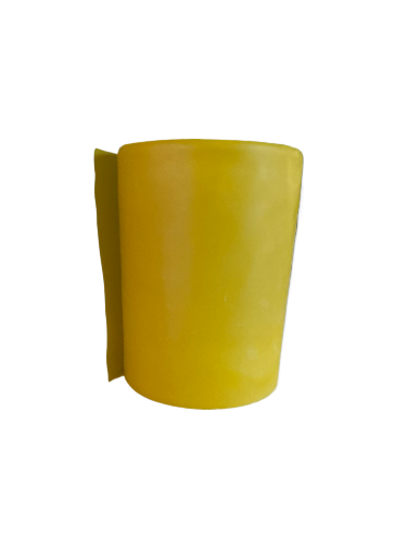 Rol van gele weerstandsband 45 meter – lichte weerstand (5 LBS) ideaal voor beginners en fysiotherapie.