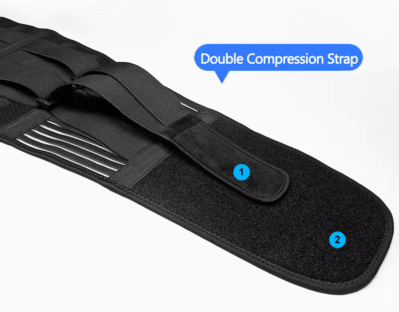 Onderrug brace met dubbele compressieband en brede klittenbandsluiting