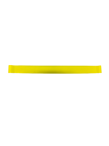 Gele weerstand band voor lichte krachttraining (± 2-5 kg).