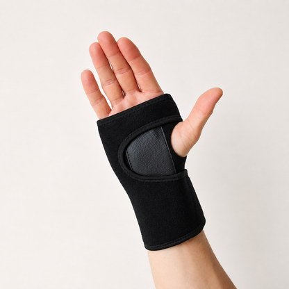 Handbrace bij middenhandsbreuk gedragen om de hand voor stabiele ondersteuning van een gebroken middenhandsbeentje