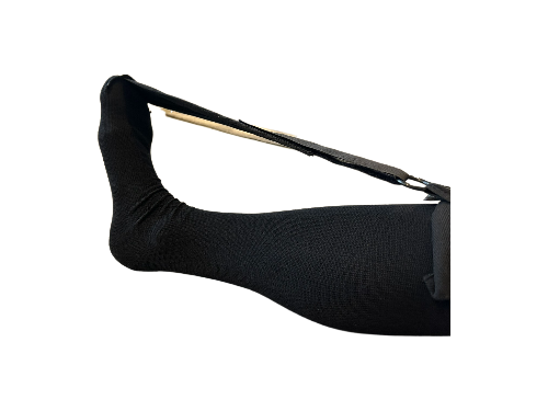 Close-up van een Hielspoor Kous met klittenband en ademende stof