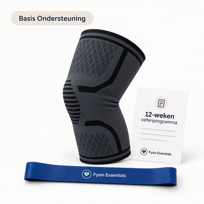 Knie Herstelpakket Basis Ondersteuning met compressie kniebrace, weerstandsband en 12-weken oefenprogramma