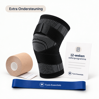 Knie Herstelpakket Extra Ondersteuning met kniebrace met banden, weerstandsband, kinesiotape en 12-weken oefenprogramma