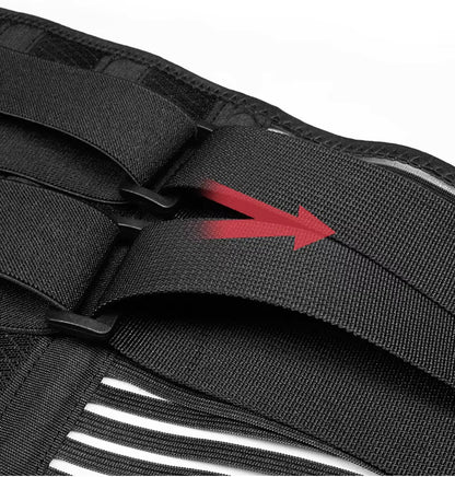 Maattabel van de onderrug brace met maten M, L en XL op basis van buikomtrek
