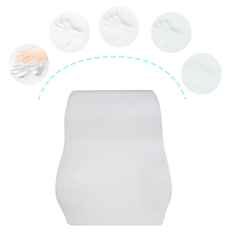 Detail van professioneel traagschuim in orthopedisch rugkussen voor ergonomische rugondersteuning