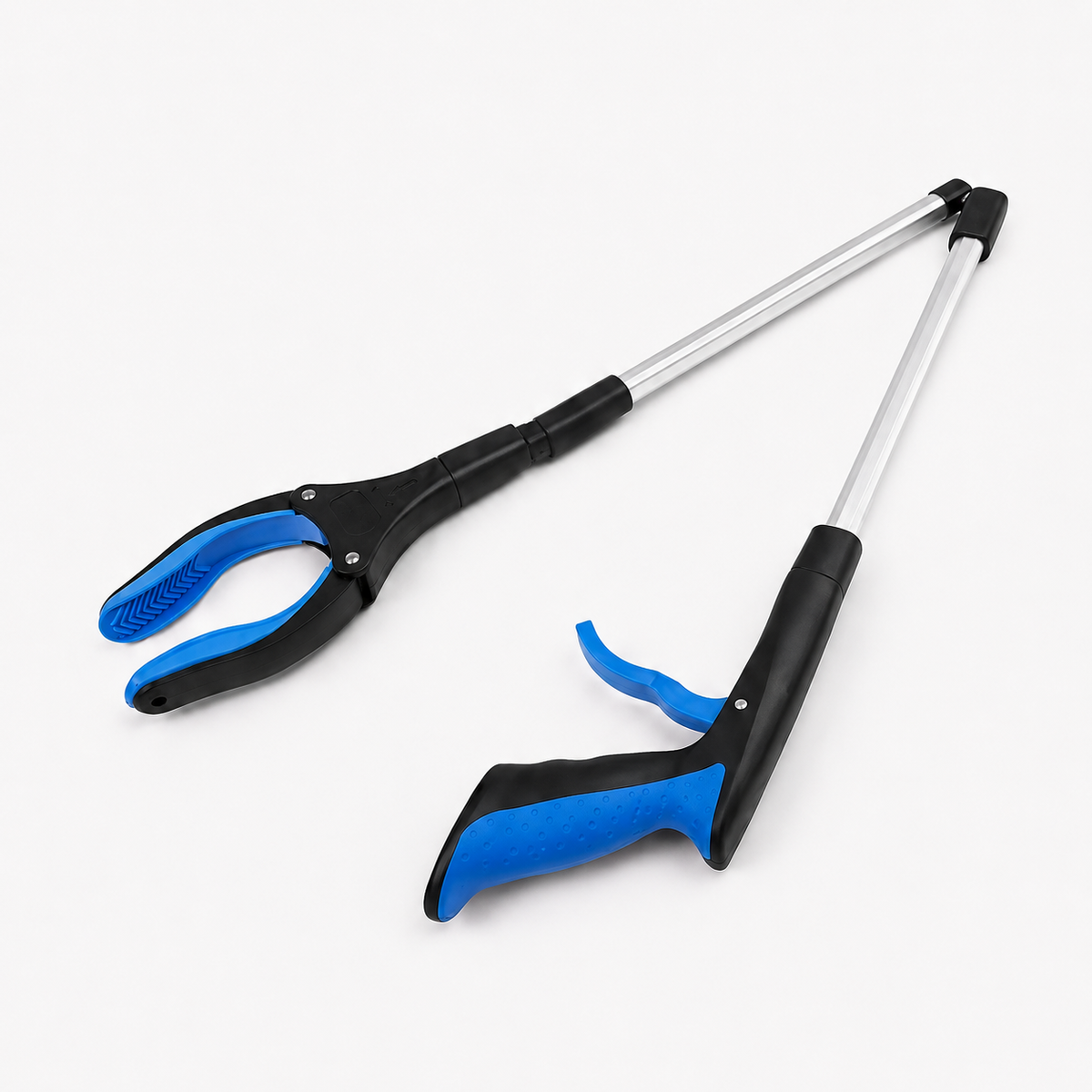 Ergonomische grijpstok met lange steel, comfortabele handgreep en brede grijperbek voor extra bereik