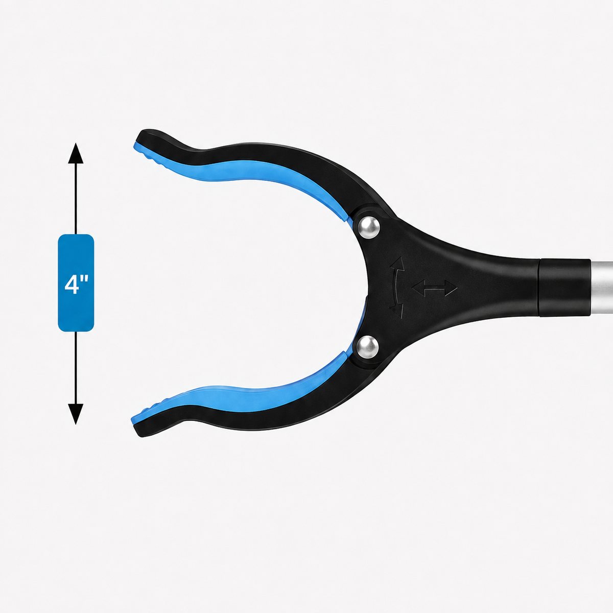 Ergonomische grijper met brede grijperbek en antislip grijpoppervlak voor het eenvoudig oppakken van voorwerpen